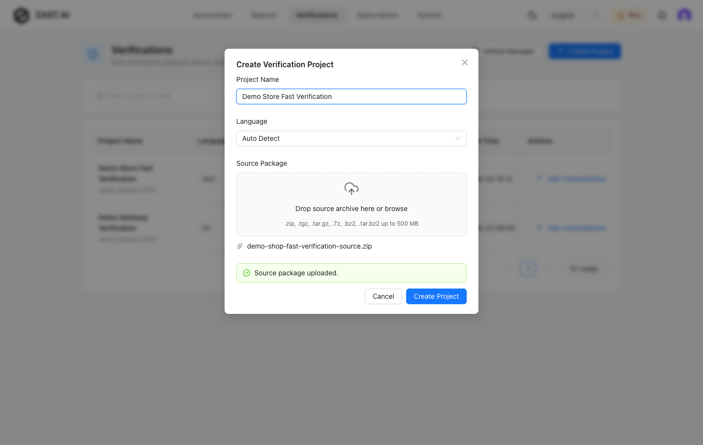 Create verification project