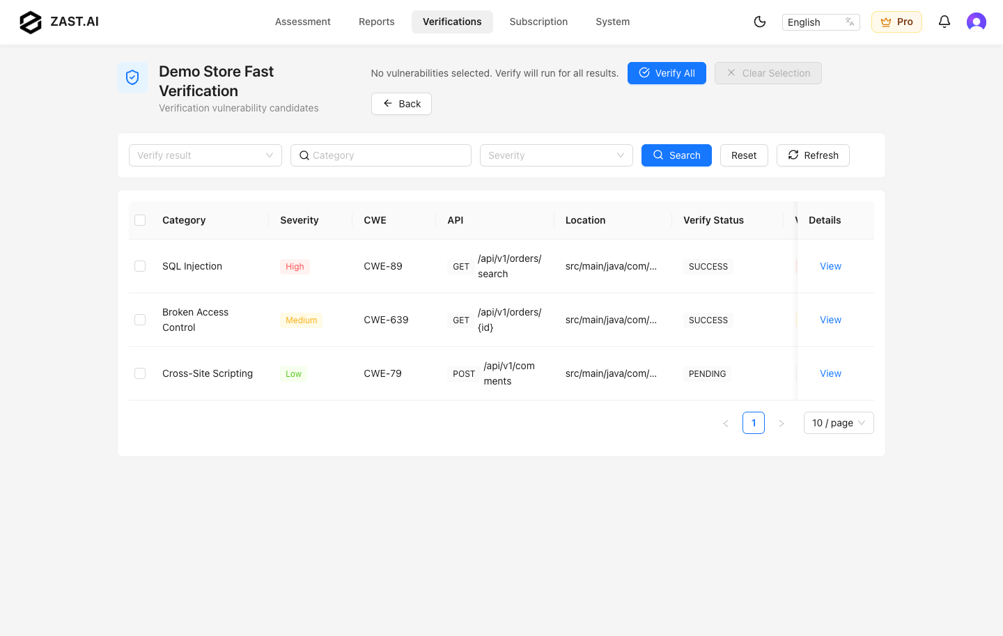 Fast Verification detail
